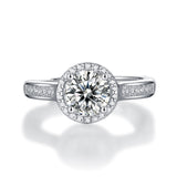 Lab-Grown Moissanite Diamond Tale Engagement Band – 18K White Gold Plated, Romantic and Elegant