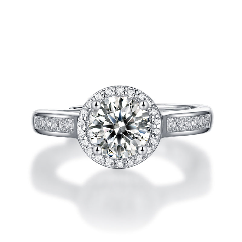 Lab-Grown Moissanite Diamond Tale Engagement Band – 18K White Gold Plated, Romantic and Elegant