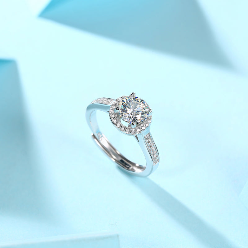 Women’s 18K White Gold Plated Moissanite Ring – Lab-Grown Diamond, Diamond Tale-Inspired Design