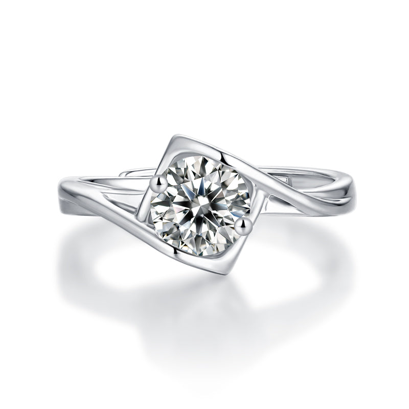Love Essence Moissanite Engagement Ring - Radiant Stone in a Refined Metal Band