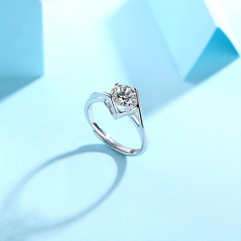 Elegant Moissanite Ring - Love-Inspired Design with a Brilliant Center Stone