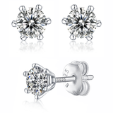 Moissanite stud earrings with a sunny snow design, featuring radiant stones arranged in a delicate pattern set in a polished metal frame for a luminous and elegant look.