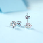Women’s Moissanite Stud Earrings – Sterling Silver, White Gold Plated, Starburst-Inspired Design