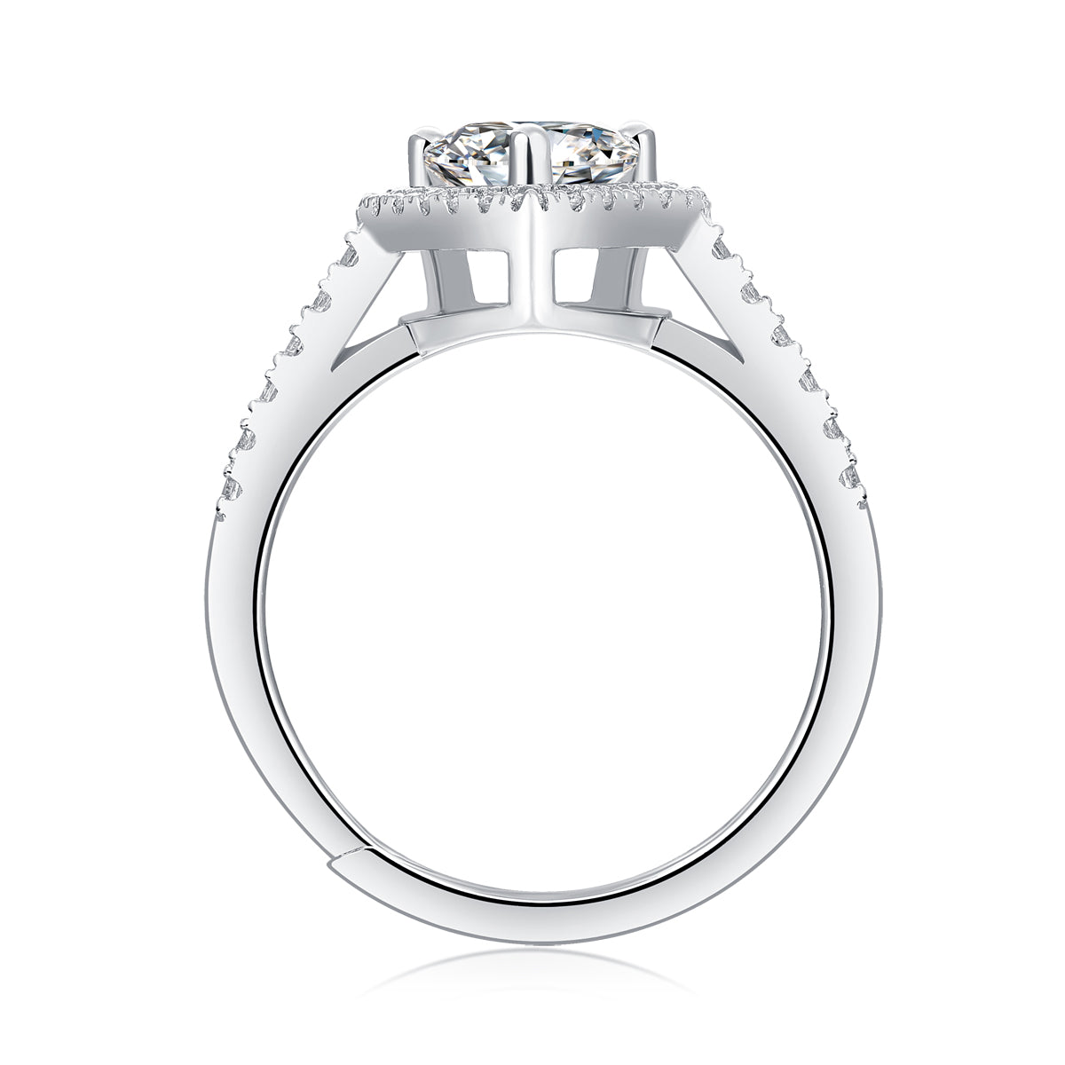 Sterling Silver Heartfelt Love Moissanite Engagement Ring – Women’s Jewelry, White Gold Plated