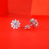 Luxury Moissanite Stud Earrings - Polished Metal Frame with Brilliant-Cut Stones