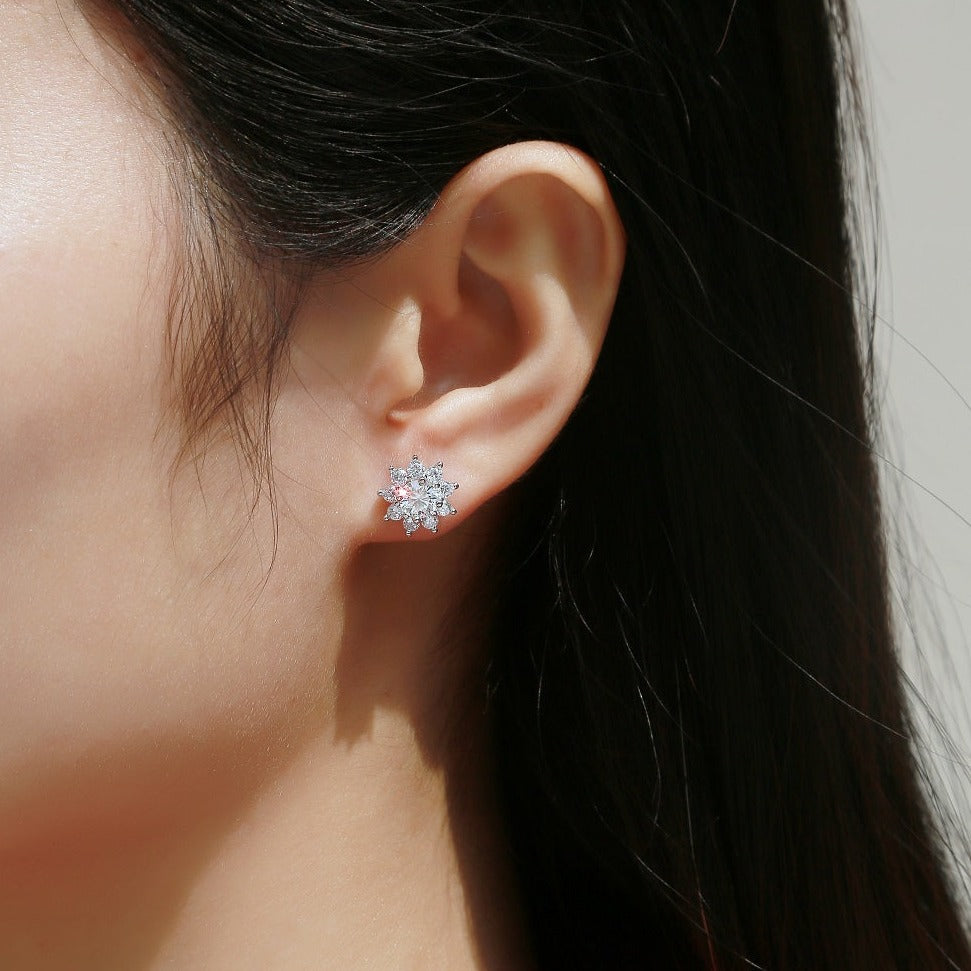 Desire-Inspired Moissanite Stud Earrings - Brilliant Cut Stones in a Sleek Metal Frame