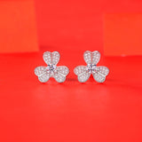 Luxury Moissanite Stud Earrings - Clover Design with a Radiant Glow