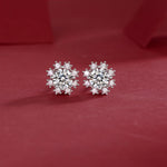 Romantic Snowflake Moissanite Earrings – Intricately Arranged Stones, Winter-Inspired Look