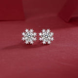 Romantic Snowflake Moissanite Earrings – Intricately Arranged Stones, Winter-Inspired Look