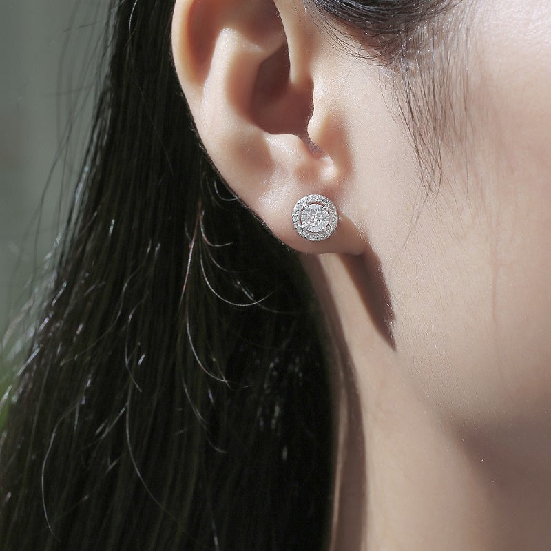Tale-Inspired Moissanite Stud Earrings - Radiant Stones in a Refined Metal Frame