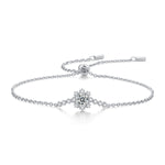 Moissanite lab-grown Diamond Bracelet for women - 18K White Gold Plated S925 Sterling Silver - Romantic snowflake - 1