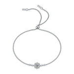 18K White Gold Plated Moissanite Bracelet – Lab-Grown Diamond, Snowflake Charm, Elegant Jewelry