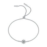 18K White Gold Plated Moissanite Bracelet – Lab-Grown Diamond, Snowflake Charm, Elegant Jewelry