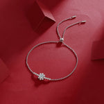 Women’s Moissanite Diamond Bracelet – Sterling Silver, White Gold Plated, Romantic Snowflake Design