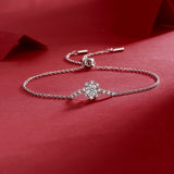 Romantic Snowflake Moissanite Diamond Bracelet – Lab-Grown, 18K White Gold Plated Sterling Silver