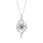 Moissanite lab-grown Diamond Necklace for women - 18K White Gold Plated S925 Sterling Silver - Love at first sight - 1