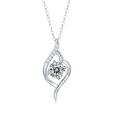 Moissanite lab-grown Diamond Necklace for women - 18K White Gold Plated S925 Sterling Silver - Love at first sight - 1