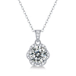 Moissanite lab-grown Diamond Necklace for women - 18K White Gold Plated S925 Sterling Silver - Flower Ball - 1