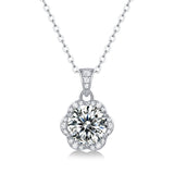 Moissanite lab-grown Diamond Necklace for women - 18K White Gold Plated S925 Sterling Silver - Flower Ball - 1