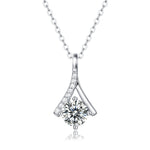 Moissanite lab-grown Diamond Necklace for women - 18K White Gold Plated S925 Sterling Silver - Queen - 1