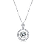 Moissanite lab-grown Diamond Necklace for women - 18K White Gold Plated S925 Sterling Silver - Dancing diamond - 1