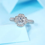 Elegant Moissanite Engagement Ring - 18K White Gold Plated S925 Sterling Silver