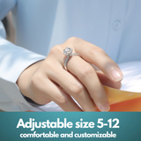 Olivia Star Moissanite Engagement Ring - Lab-Grown Diamond in 18K White Gold Plated Silver