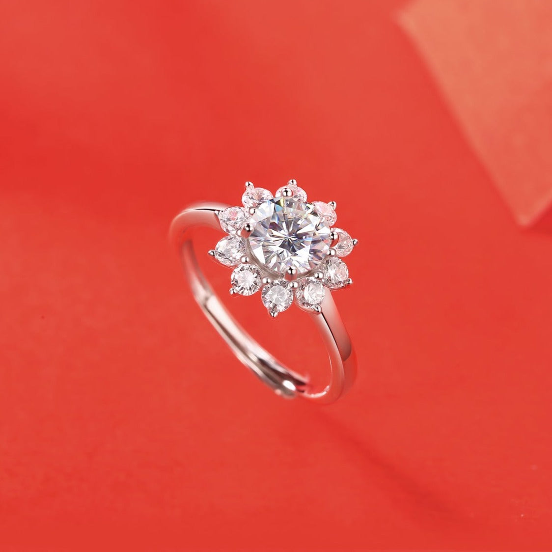 Luxury Moissanite Engagement Ring - Desire Collection in White Gold Plated Silver