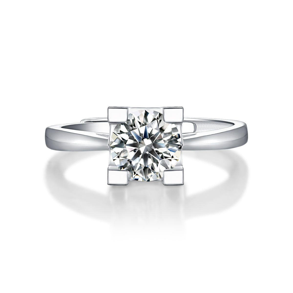 Luxury Moissanite Ring - 18K White Gold Plated with a Radiant Center Stone