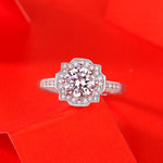 Luxury Moissanite Engagement Ring - Stars Collection in White Gold Plated Silver