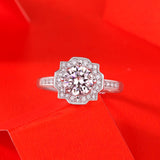 Luxury Moissanite Engagement Ring - Stars Collection in White Gold Plated Silver