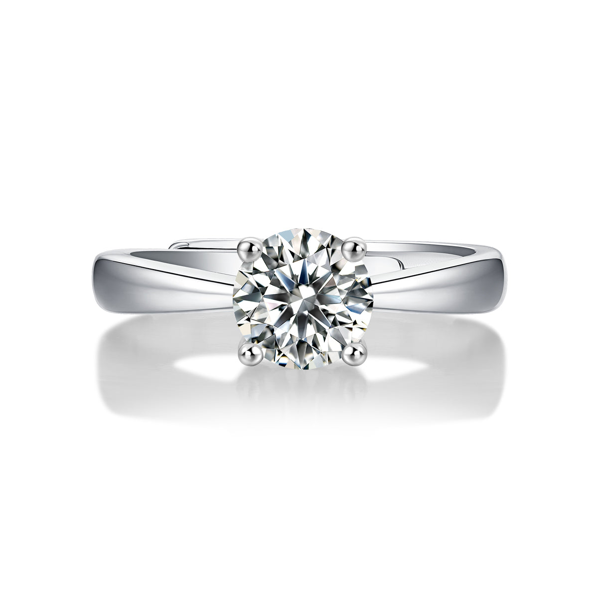 Sophisticated Moissanite Ring - Lab-Grown Diamond in a Polished Silver Band