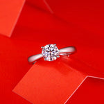 Luxury Moissanite Engagement Ring - Shining Star Collection in White Gold Plated Silver