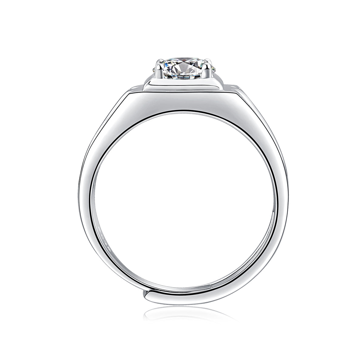 Sophisticated Men’s Moissanite Ring - Lab-Grown Diamond in a Sleek Silver Band