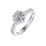 Moissanite lab-grown Diamond Engagement Ring for women - 18K White Gold Plated S925 Sterling Silver - Snowflakes - 1