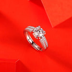 Luxury Moissanite Engagement Ring - 18K White Gold Plated with a Dazzling Center Stone