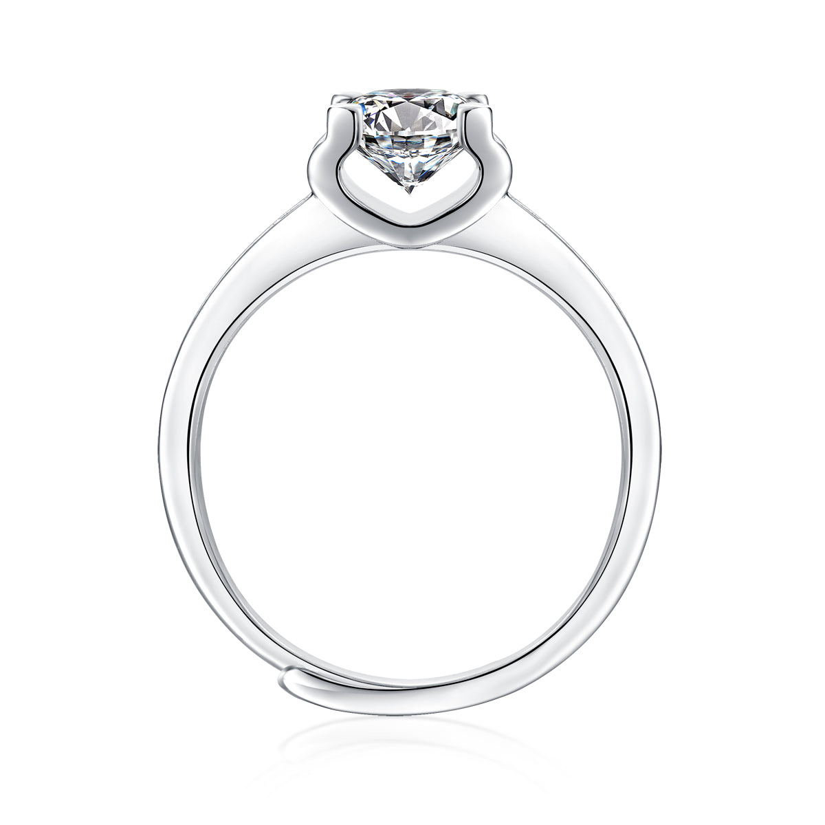 Timeless Moissanite Diamond Ring - Fireworks-Inspired Design in Polished Silver