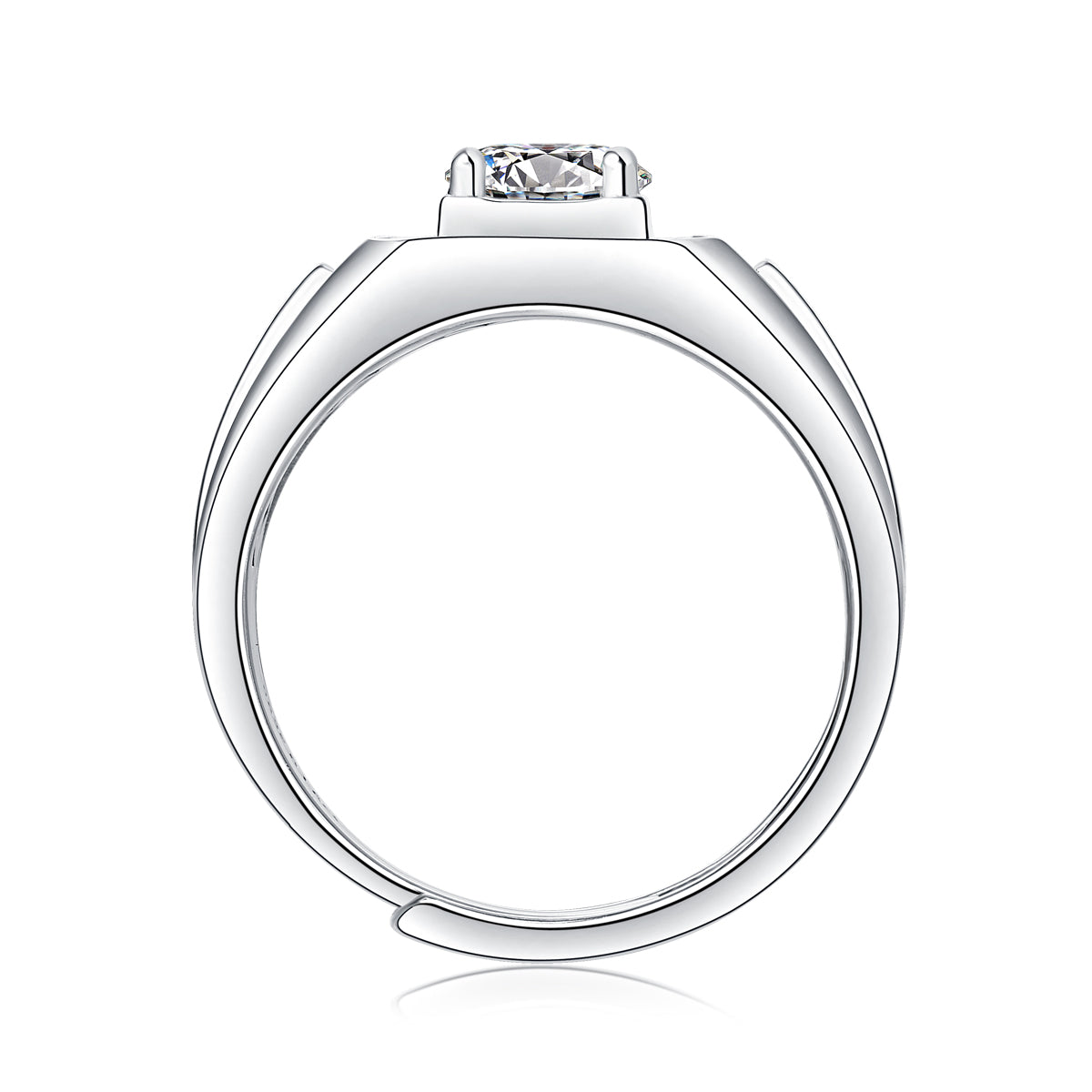 Sophisticated Men’s Moissanite Ring - Lab-Grown Diamond in a Sleek Silver Band