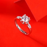 Luxury Moissanite Engagement Ring - Deep Space Collection in White Gold Plated Silver