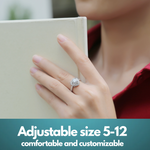 Moissanite Lab-Grown Diamond Engagement Ring - 18K White Gold Plated Exclusive Design