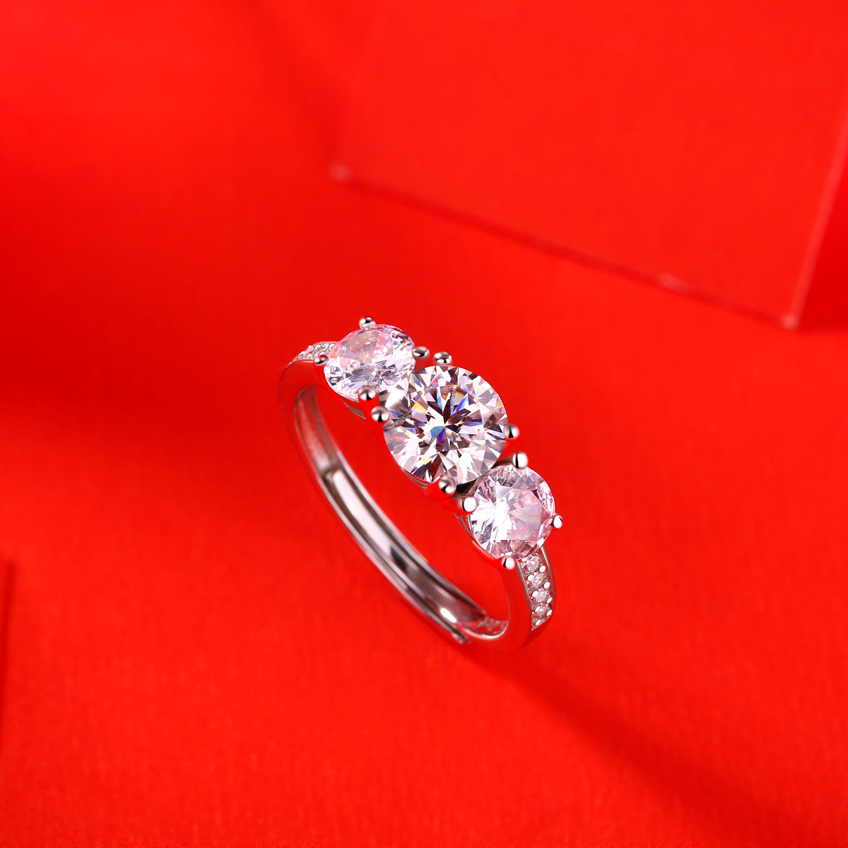 Luxury Moissanite Engagement Ring - Enchanting Collection in White Gold Plated Silver