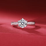 Crown Love Moissanite Diamond Engagement Ring – Lab-Grown, 18K White Gold Plated Sterling Silver