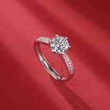 Women’s Moissanite Diamond Engagement Ring – Sterling Silver, White Gold Plated, Crown Love Design