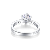 Sterling Silver Moissanite Engagement Ring – Women’s Jewelry, White Gold Plated, Crown Love Style