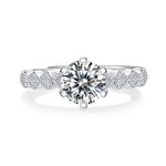 Sterling Silver Moissanite Engagement Ring – Women’s Jewelry, White Gold Plated, Heart to Heart Style