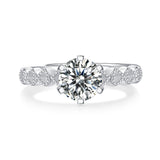 Sterling Silver Moissanite Engagement Ring – Women’s Jewelry, White Gold Plated, Heart to Heart Style