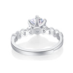 Lab-Grown Moissanite Diamond Ring – 18K White Gold Plated, Romantic Heart to Heart Collection