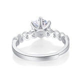 Lab-Grown Moissanite Diamond Ring – 18K White Gold Plated, Romantic Heart to Heart Collection