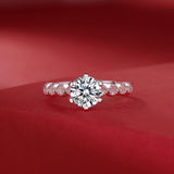 Heart to Heart Moissanite Diamond Engagement Ring – Lab-Grown, 18K White Gold Plated Sterling Silver