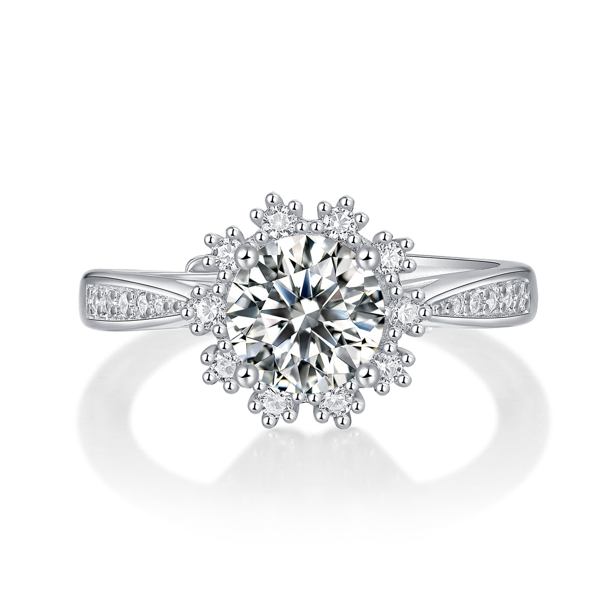 18K White Gold Plated Moissanite Ring – Lab-Grown Diamond, Elegant Romantic Snowflake Charm